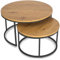MEBEL ELITE Couchtisch 2er Set Rund – Wohnzimmertisch Holzoptik – Sofatisch mit Metallgestell – Tische für Wohnzimmer und Büro 60 cm/80 cm – Pflegeleichter und Schmutzabweisender