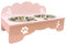 MINDWOOD Porta Ciotole Personalizzato Rialzato per Cani e Gatti con 2 Ciotole in Acciaio Inox, Taglie da Toy a Maxi, in Legno Naturale, Design Elegante Made in Italy (Rosa, Toy)