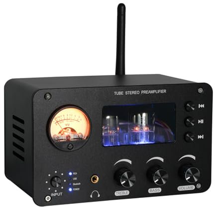 THYXGS Audiophiler Röhrenvorverstärker, HiFi-Röhrenverstärker, Audioschnittstellen Mit 4 Eingängen Und 2 Ausgängen, Verlustfreier Audio-Schaltverstärker, Integrierter 5532-Chip, Für Desktop-Audio