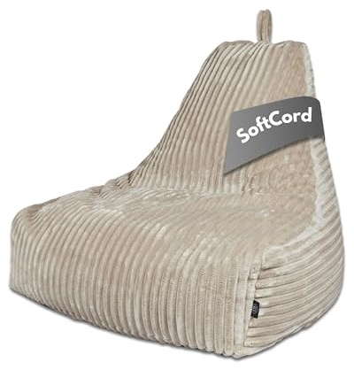PatchHome Deluxe Cord Sitzsack Lounge Sessel - Gaming Bean Bag für Erwachsene & Kinder - Komfortabler Cord Sessel mit Füllung - Wohnzimmer & Schlafzimmer Möbel (Creme, XXL)