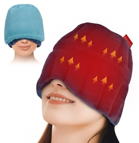 Comfytemp Migraine Relief Cap for Headache, Microwaveable Face Eyes Mask Heat Pad for Migraine Relief, Warm Compress for Tension Headache, Dry Eyes, Sinus Pressure and Relaxation, Moist Heat Therapy