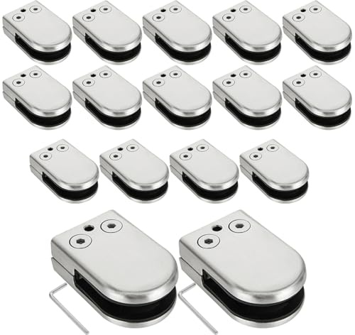LOLYSIC Lot de 10 pinces à verre, 6 mm – 8 mm, supports réglables en acier inoxydable 304 pour lunettes, balustrade, escalier et main courante