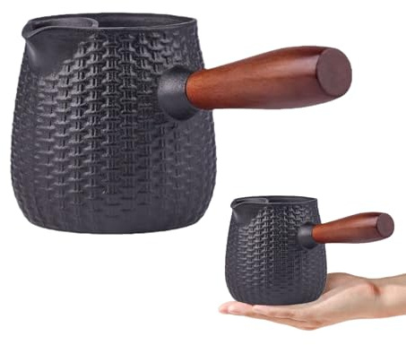 Théière en Fonte, Théière Pour Poêle D'une Capacité De 600 Ml, Avec Manche En Bois Et En Fonte, Destiné au Camping, aux Voyages, à l'Ébullition, à la Cuisine, aux Adultes, à l'Enfant et à la