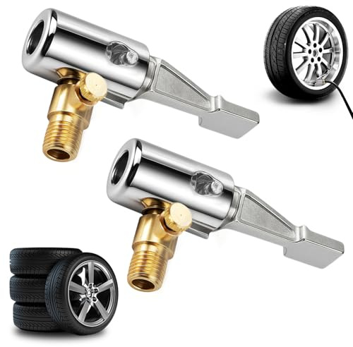 MADGININE 2 Pcs Tyre Inflator Adaptor,Metal Lock on Quick Release Tyre Valve Adapter with Standard Tires Valve Thread,No Leakage for Car Bike Motorcycle Portabletires Pump