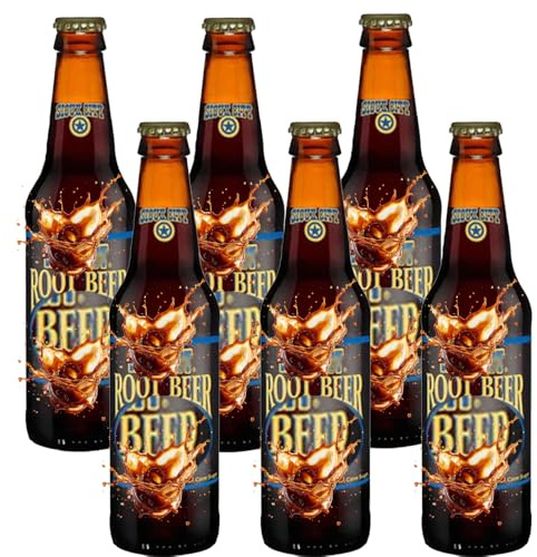 Classic Root Beer Soda 330ml Glass Bottle – 6 x bottle, Traditional American Fizzy Soft Drink, Sweet & Creamy Flavor, Refreshing Carbonated Beverage - suct