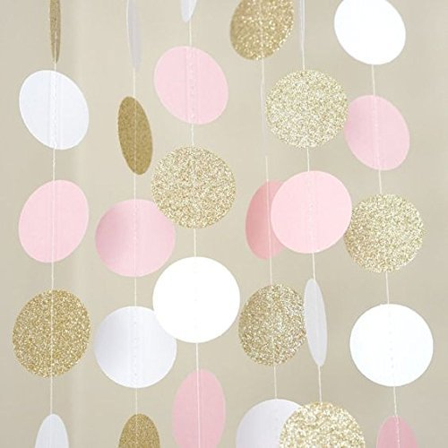 Rosa & Gold Glitter Runde Girlande runde geformte Girlande Papier Dekoration (Rosa & Gold)