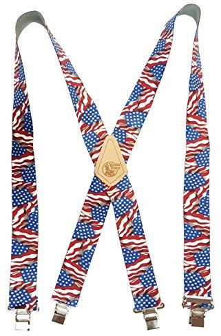 Hosenträger in den USA hergestellt • 5,1 cm breit • starke Metallclips • Kaufen Sie Amerikaner, Gewellte Flagge, 137 cm