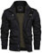 KEFITEVD Men's Combat Jackets Military Tactical Cotton Safari Jacket Bomber Fall Casual Coat, Black, XXL
