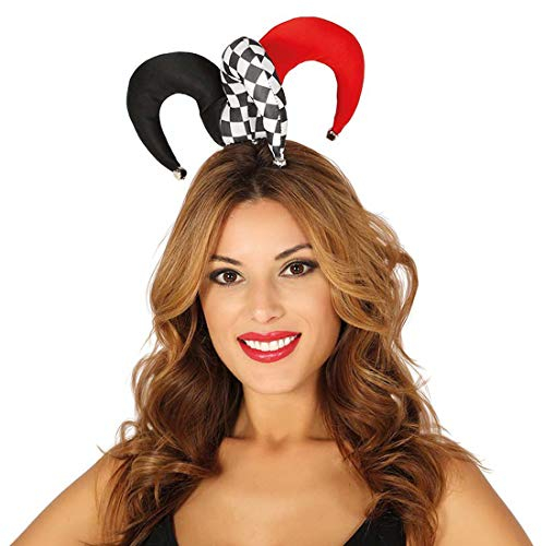 Amakando Kleiner Harlekin-Hut für Erwachsene/Schwarz-Weiß-Rot/Kostüm-Accessoire Hof-Narr/Wie geschaffen zu Straßenkarneval & Mittelalterfest