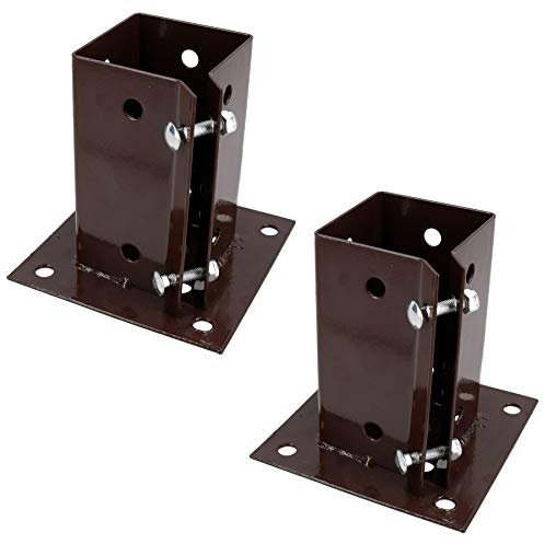 2 x Fence Post Decking Bolt Down Support Holder Clamp For Posts 75mm x 75mm
