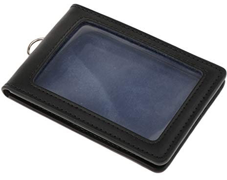 yotijar Custodia Porta Badge Aziendale in Stile Verticale con Doppio Slot per Schede in Pelle PU - Nero, come descritto