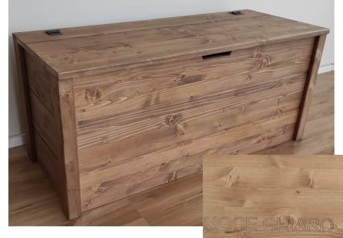 TOTAL WOOD 2012, Arcón de Madera, Natural Impregnada, Modelo Matej, Arcón con Tapa para Interiores y Exteriores (90x45x50, Nogal claro)