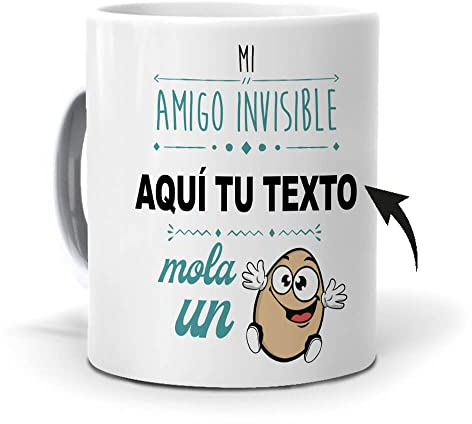 mundohuevo Taza Personalizada con Texto. Regalo Original. Mi Amigo Invisible (el Nombre Que tu Quieras) Mola un Huevo. Haz