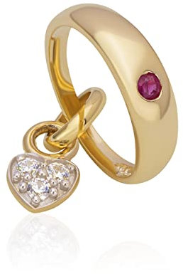 NKlaus Kettenanhänger Taufring Rubin Herz Zirkonia 333 Gelb Gold klein 11,6mm für Mädchen 9562
