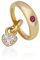 NKlaus Kettenanhänger Taufring Rubin Herz Zirkonia 333 Gelb Gold klein 11,6mm für Mädchen 9562