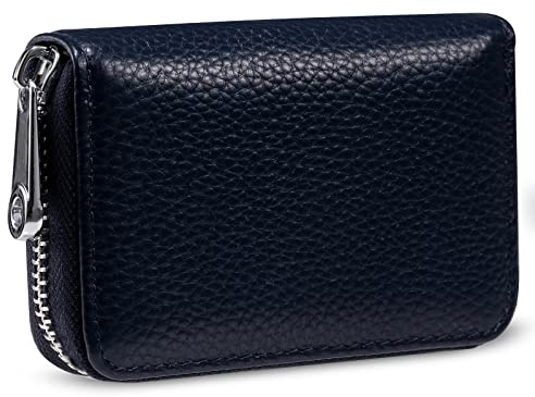 Meowoo RFID Wallets Kreditkartenetui Blocker Schutzhülle Karte, 14 Fächer Kartenetui, Orgel-Stil Tragbar Anti-Diebstahlbürste(Marineblau)