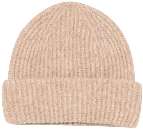 VERO MODA Damen VMLUCA Rib Beanie GA NOOS Mütze, Brown Lentil/Detail:Melange, One Size