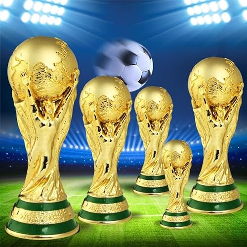 AMMICCO Gold-Trophäe Fußball-Trophäe Weltmeisterschaft Replik der Weltmeisterschaft Sammlung von Erinnerungsstücken Dekorationen für Haus Büro Geschenke für Fans (27 cm)