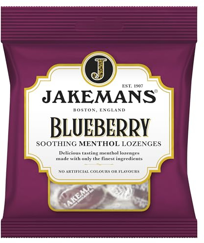 Jakemans Blueberry Flavour 73g Bags - Pack of 2 - Soothing Menthol Sweets - Suitable for Vegetarians