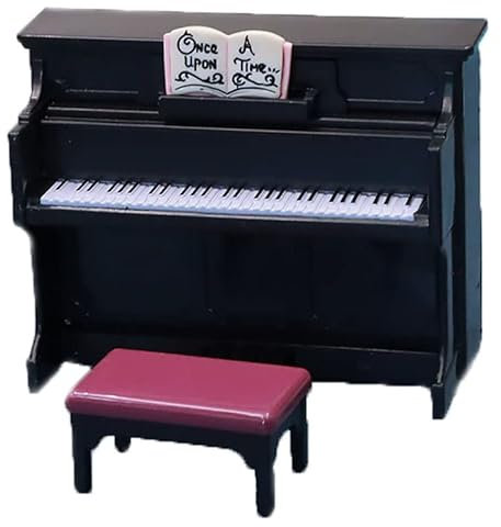 Puppenhaus Miniaturpuppe Klavier mit Stuhl, Puppenhaus Miniatur Möbel schwarz Klavier mit Stuhl Puppenhaus Miniatur-Fee Puppe Home Szene