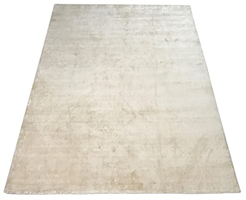 Orientteppich 120X180 cm Beige Teppich Handgewebt Viskose Handarbeit Einfarbig