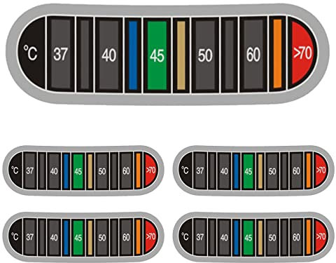 5 Thermomètre Autocollant pour Tasse à café, Thermomètre à Coller, Étiquette Température Changeante Couleur 0?-70?, Thermomètre Adhésif pour Aquarium, Pot à Lait, Cuisine Maison