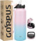 Goppus Bouteille d'eau en Acier Inoxydable avec Paille 1,2L/40oz à Double Paroi Bouteilles d'eau Isolées Étanchéité Bouteille d'eau à Couvercle Rabattable pour Adulte avec 3 Couvercles