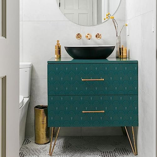 Self Adhesive Wallpaper Orange Teal Peel and Stick Wallpaper Non Woven Bathroom Wallpaper Bedroom Sticky Back Plastic Kitchen Brick Wallpaper Art Deco Wallpaper 40x250cm