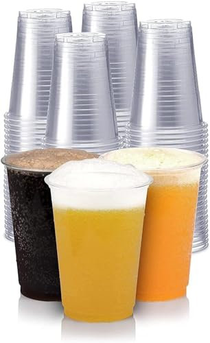 AMD Nexus 500 X Pint (20oz) Heavy Duty Clear Plastic Cups - Strong Plastic Pint Glasses - The Ideal Beer Cup for Festivals, BBQs and Football Games