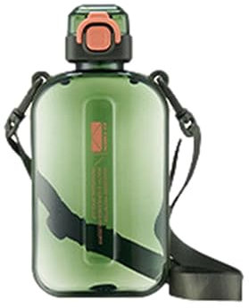 PW TOOLS Quadratische Wasserflasche,Sportwasserflasche mit Schultergurt - 750 ml große Kapazität klare Wasserflasche, Wiederverwendbare auslaufsichere tragbare Trinkflasche für Outdoor-Sport-Fitness