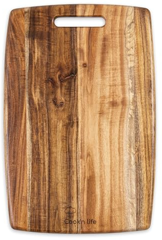 Cook'n life Planche à découper en bois d'acacia avec couteau Nakiri