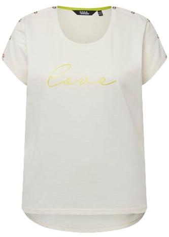 Ulla Popken Damen T-Shirt mit Knopfleiste und Print, Oversized T-Shirt