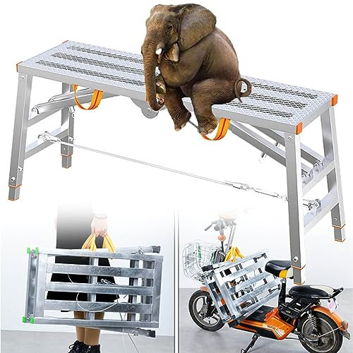 Scaffold Ladder Multipurpose Steel Scaffold Ladder, Scaffolding Engineering Ladder, Step Ladders, Platform for Indoor Outdoor Works,B-180 * 40cm