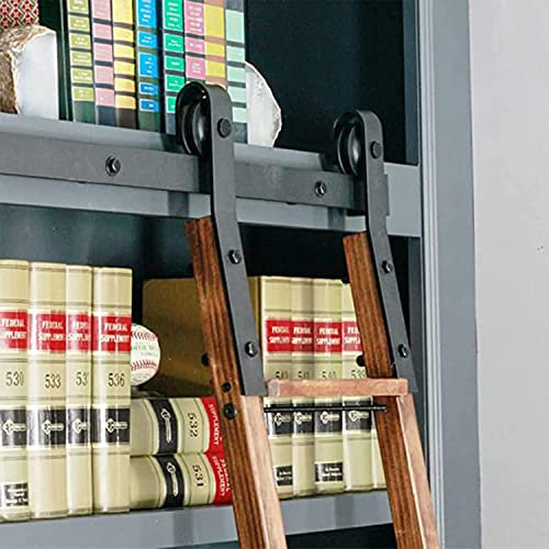 5ft-13ft Rolling Library Ladder Hanging Track (No Ladder) with Floor Roller Wheels Rolling Ladder Sliding Track Hardware (Size : 13ft/400cm Track kit)
