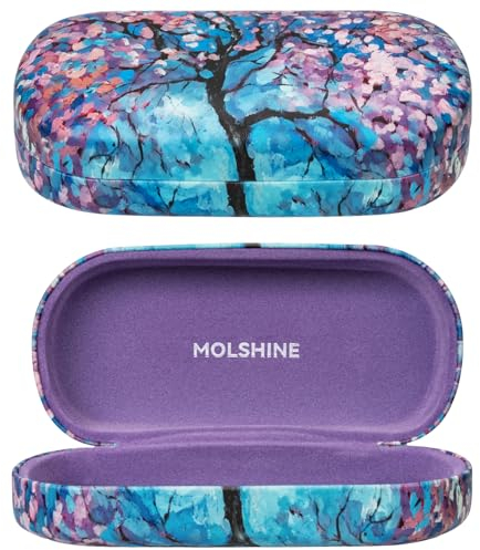 molshine Custodia rigida per occhiali da sole,custodia per occhiali classica grande per donna uomo,occhiali da sole(fiori di ciliegio)