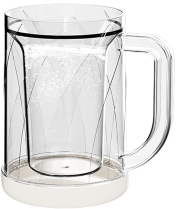 Taza de café helado, jarra de cerveza congelable | Vaso de cerveza congelable de cristal | Frosty Freezer Ice Mugs enfriador de cerveza, taza de café helado con asa para bebidas frías