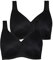 Ulla Popken Damen Mikrofaser, 2er-Pack, ohne Bügel, vorgeformte Cups BH, schwarz, 100B