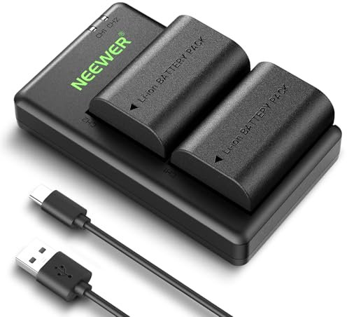 NEEWER 2 Pack 2400mAh LP-E6P/LP-E6NH/LP-E6N/LP-E6 Replacement Battery & USB Dual Charger, Compatible with Canon EOS R5 Mark II EOS R5 EOS R6 EOS R7 EOS R 5D II III IV 6D 6D II 7D 7D II 60D 70D 80D 90D
