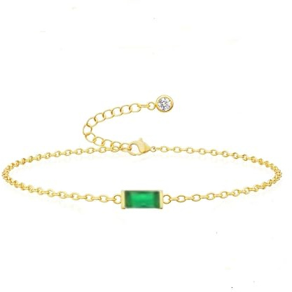 WATEFOER Geburtsstein Armbänder Gold für Damen zierlich verstellbare Kette Armband nicht anlaufen 18k Vergoldet Geburtsstein Anhänger Armband Mode Goldschmuck Geschenke