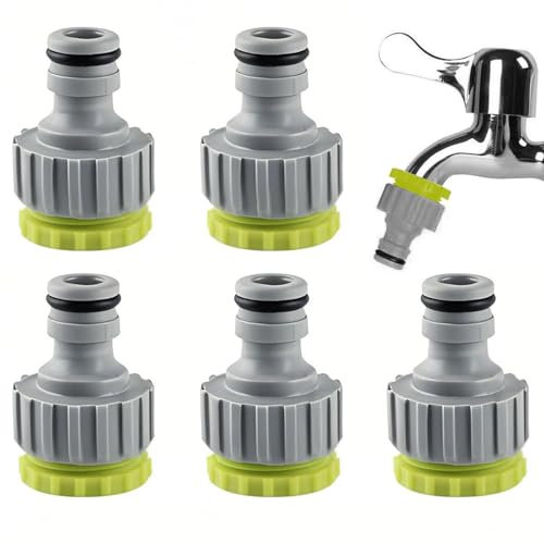6 PCS Adattatori per Rubinetto da Giardino, Verde, Connettori Universali 2 in 1 per Tubo da Giardino, 1/2 e 3/4 Pollici, Raccordi in Plastica Resistente, Ideali per Irrigazione e Lavaggio Auto