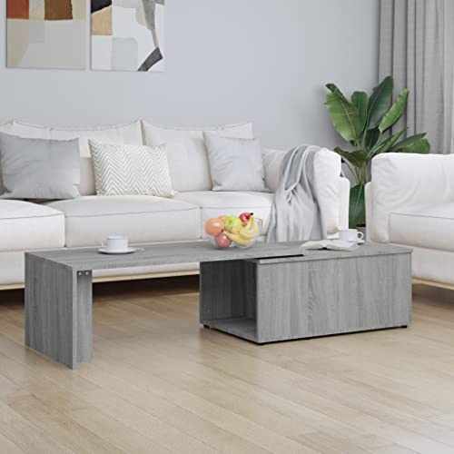 Ordellia Couchtisch Grau Sonoma 150x50x35 cm, moderner Holzwerkstoff Beistelltisch mit 360° drehbarer Platte, viel Stauraum, für Wohnzimmer