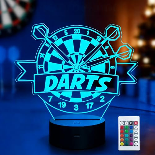 3D-Dart-Nachtlicht, 16-farbiger Farbverlauf, Touch-Bedienung, USB-Stromversorgung, geeignet als Dekoration für Schlafzimmer, Wohnzimmer, Bars und Clubs – das ideale Geschenk für Bier- und Dart-Fans