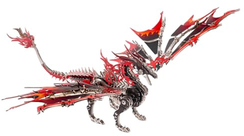 3D Metall Puzzle, Futuristisches Steampunk Mechanischer Drache DIY Modell Bausatz mit Verstellbaren Flügeln und Präzisionsmontage, Kreative Tischdekoration für Erwachsene & Jugendliche (200+ PCS)