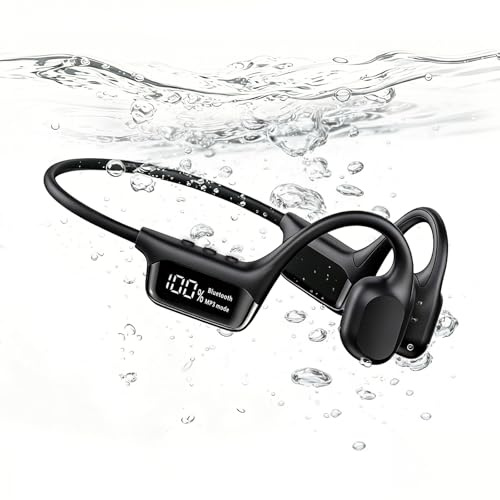 Aiandcc Cuffie Conduzione Ossea Nuoto Bluetooth 5.3, IPX8 Impermeabili, MP3 32GB, Open Ear Sport, Fino a 16h, Cuffie Subacquee per Nuoto, Corsa e Ciclismo Nero