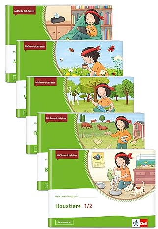 Paket Sachunterricht 1/2: 5 Hefte im Paket: Haustiere | Bauernhoftiere | Bäume | Wiese | Medien Klasse 1/2 (Mein Anoki-Übungsheft)