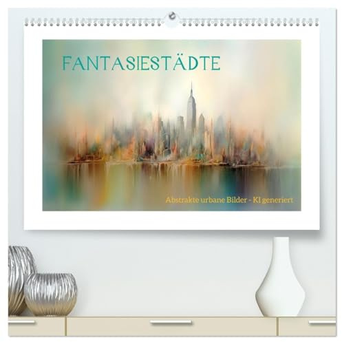 Fantasiestädte (hochwertiger Premium Wandkalender 2026 DIN A2 quer), Kunstdruck in Hochglanz: Abstrakte urbane Ansichten - KI generiert (CALVENDO Orte)