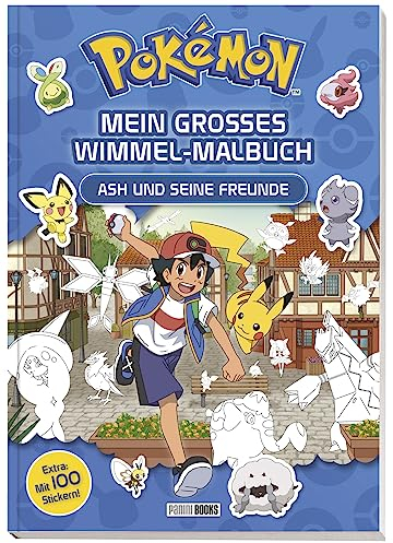 Pokémon: Mein großes Wimmel-Malbuch - Ash und seine Freunde: Extra: mit 100 Stickern!
