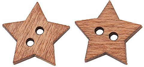 Holz-Knöpfe in Sternform, mit 2 Löchern, für Heimwerken, Sammelalbum, Dekoration, 100 Stück, von dragonaur, holz, multi, Standard