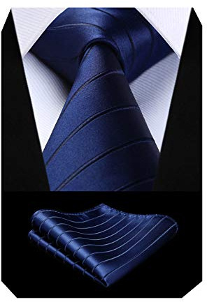 HISDERN Mens Ties Striped Formal Ties and Pocket Square Set, Business Wedding