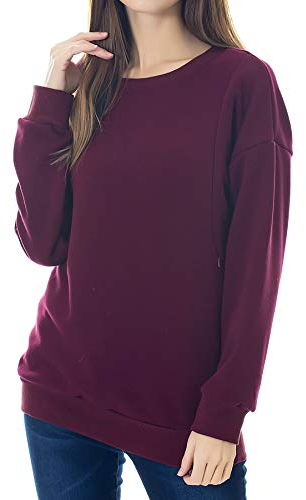 Smallshow Pflege Sweatshirt Langarm T-Shirt Bluse Stillen Pullover Tops Stillshirt Wine 2XL
